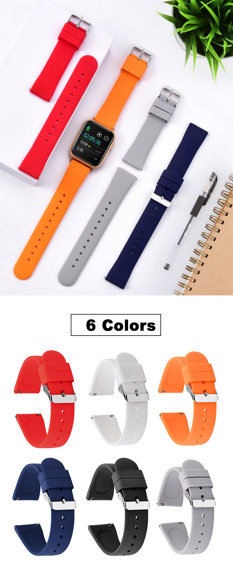 Bracelets de montre en silicone pour bracelet de montre intelligente