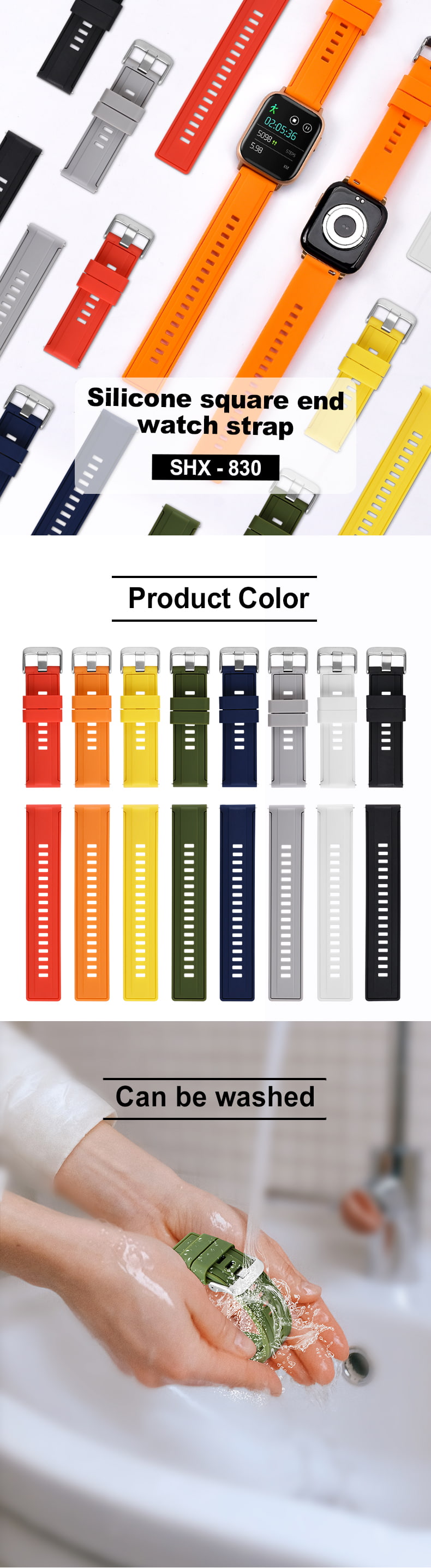 Bracelets de montre en silicone en stock