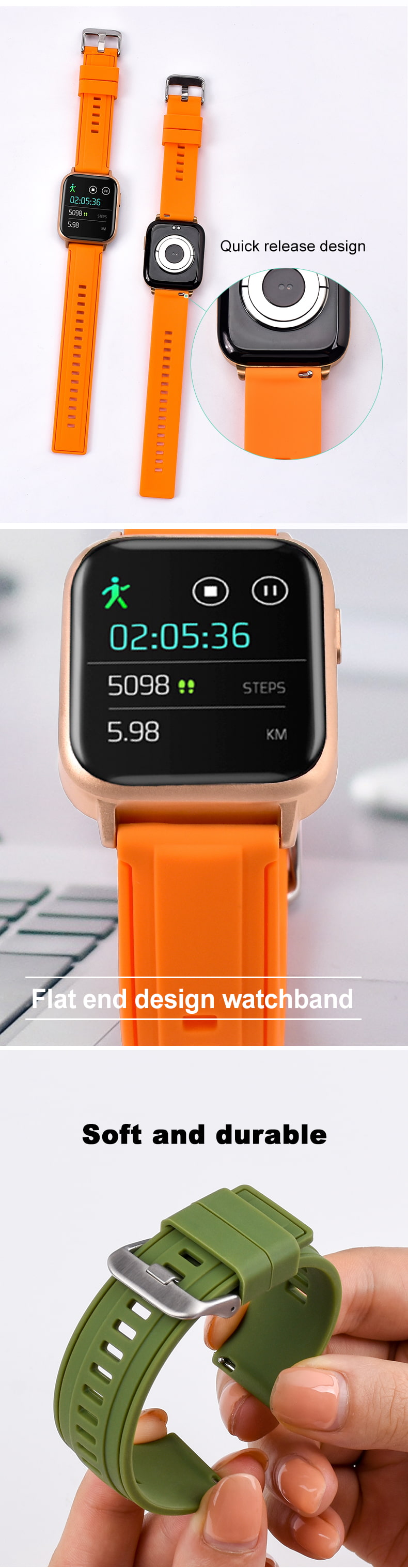 Bracelets de montre en silicone en stock