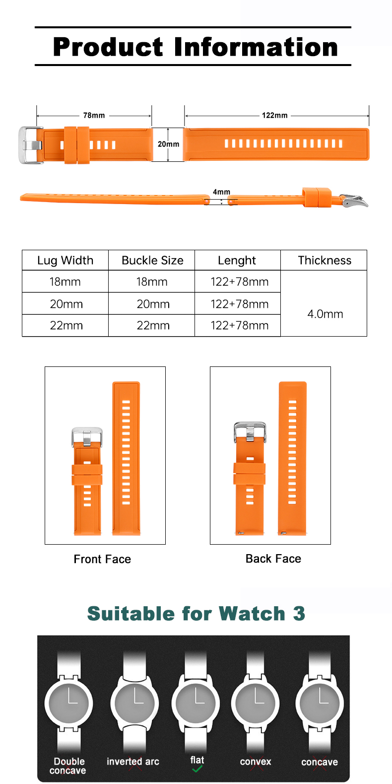 Bracelets de montre en silicone en stock